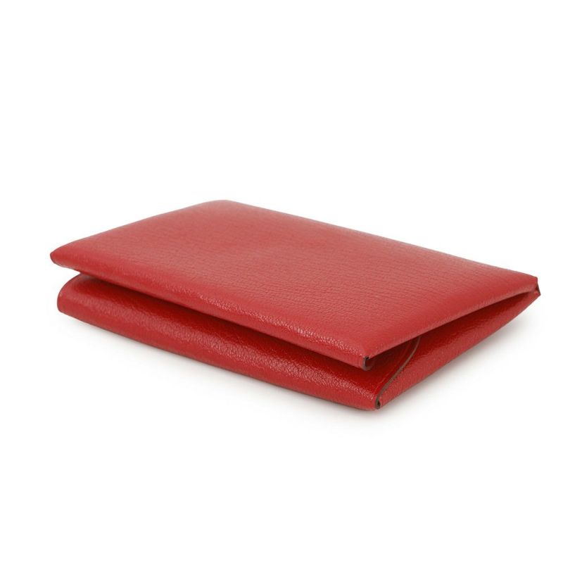 エルメス コインケース カルヴィ デュオ ルージュクー/シルバー金具 シェブルシャムキラ W刻印