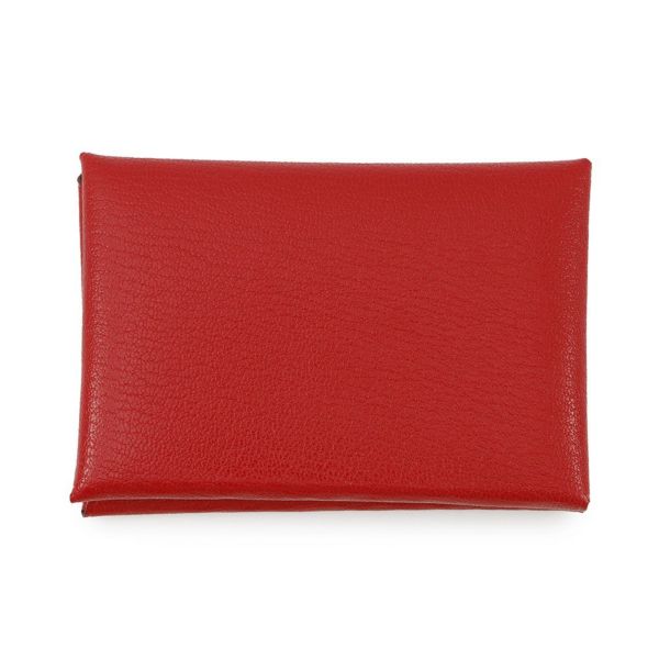 エルメス コインケース カルヴィ デュオ ルージュクー/シルバー金具 シェブルシャムキラ W刻印