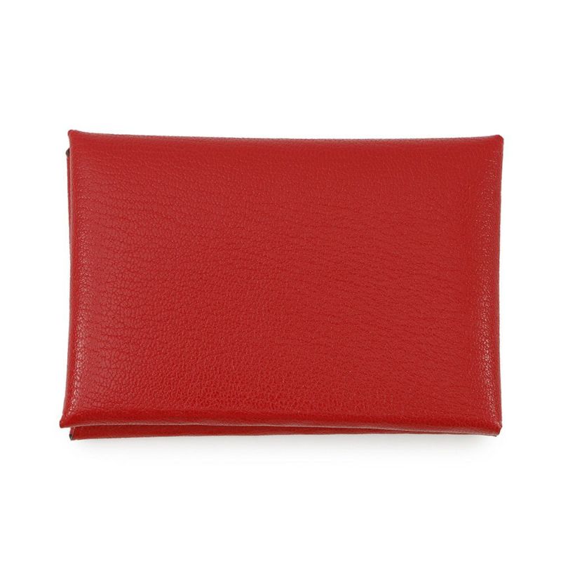 エルメス コインケース カルヴィ デュオ ルージュクー/シルバー金具 シェブルシャムキラ W刻印