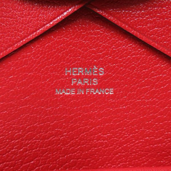 エルメス コインケース カルヴィ デュオ ルージュクー/シルバー金具 シェブルシャムキラ W刻印