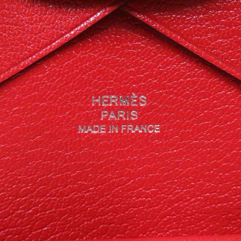 エルメス コインケース カルヴィ デュオ ルージュクー/シルバー金具 シェブルシャムキラ W刻印