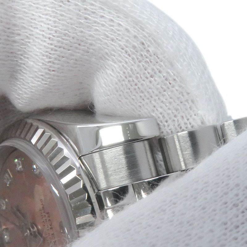 ロレックス デイトジャスト26 SS/K18WGホワイトゴールド 10Pダイヤ 179174G 腕時計 ピンクゴールドクリスタル文字盤