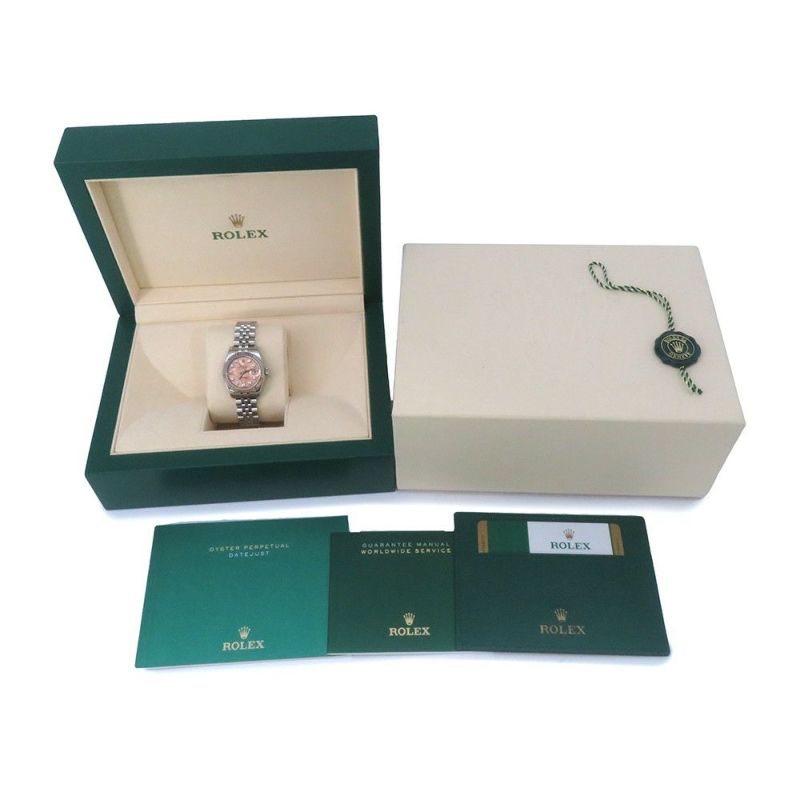 ロレックス デイトジャスト26 SS/K18WGホワイトゴールド 10Pダイヤ 179174G 腕時計 ピンクゴールドクリスタル文字盤