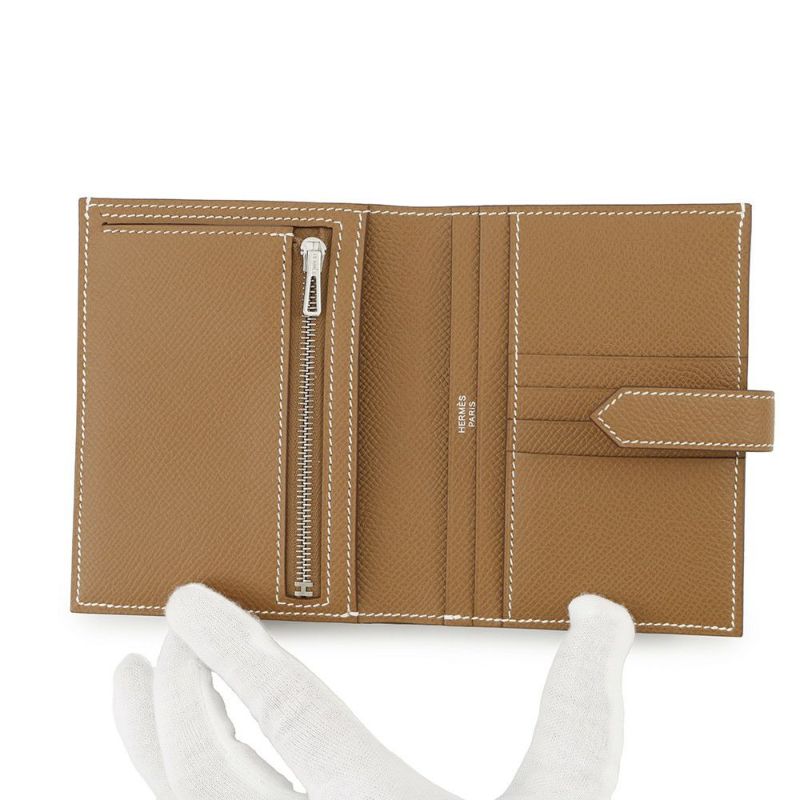 エルメス 二つ折り財布 ベアンコンパクト ゴールド/シルバー金具 エプソン W刻印 財布