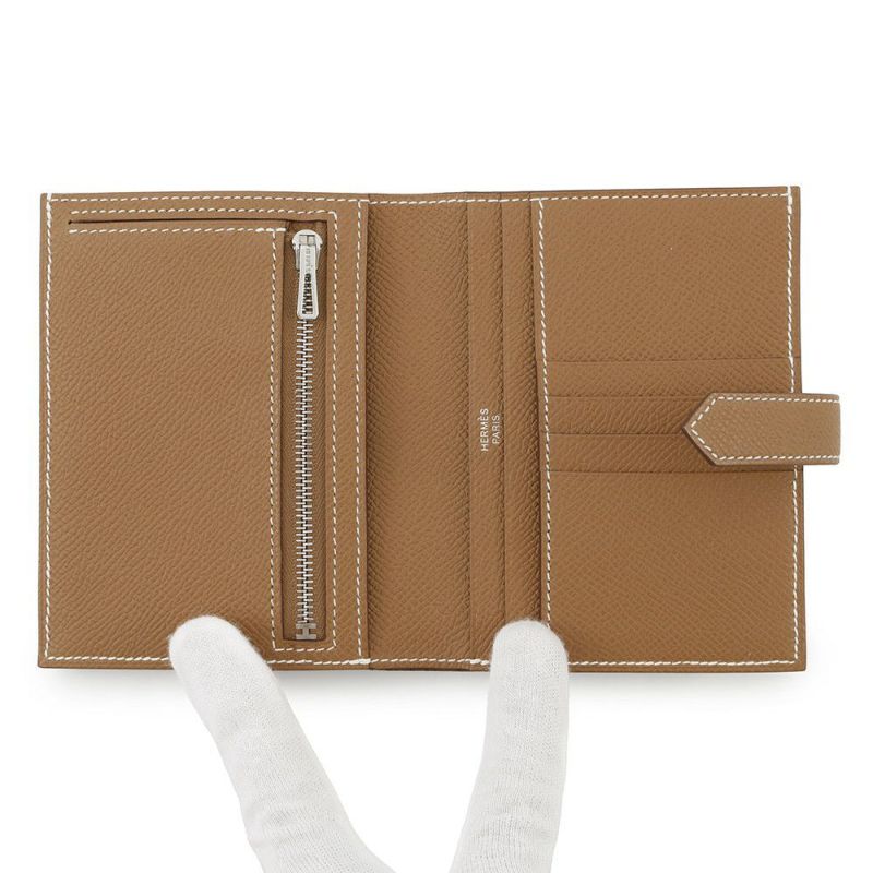 エルメス 二つ折り財布 ベアンコンパクト ゴールド/シルバー金具 エプソン W刻印 財布