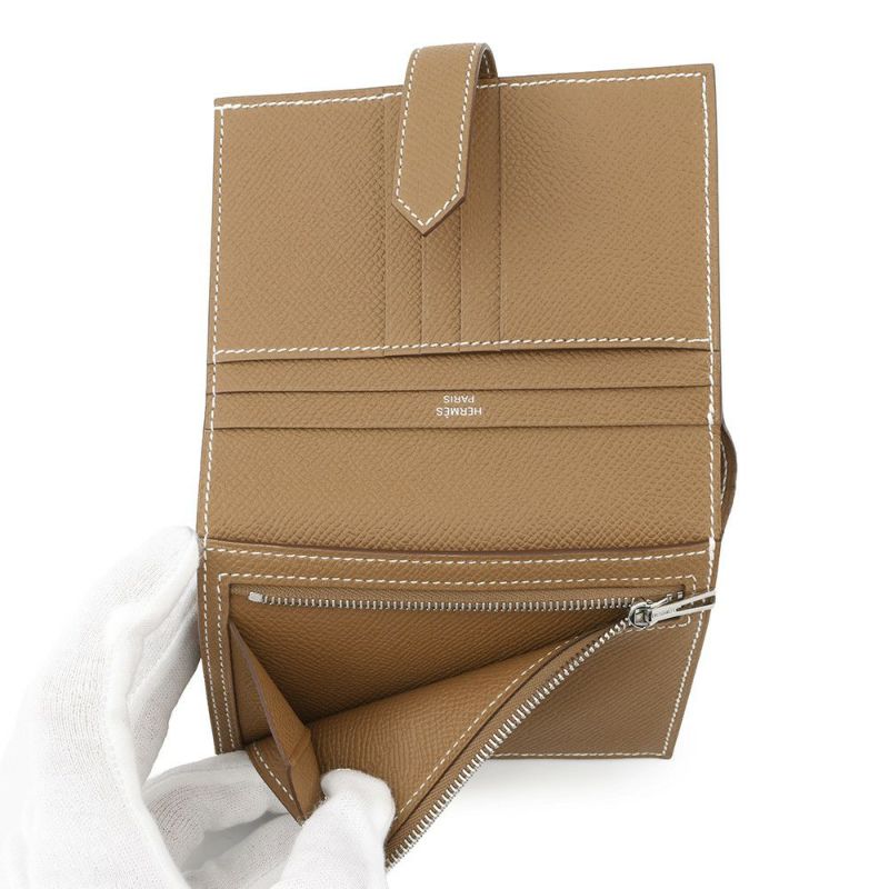 エルメス 二つ折り財布 ベアンコンパクト ゴールド/シルバー金具 エプソン W刻印 財布