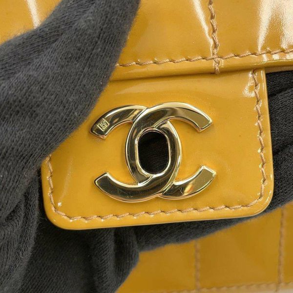 シャネル チェーンショルダーバッグ ココマーク チョコバー パテント エナメル A17856 CHANEL 斜め掛け