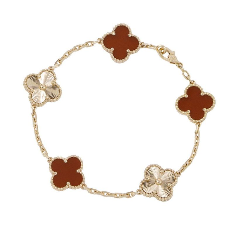 ヴァンクリーフ＆アーペル ブレスレット ヴィンテージ アルハンブラ ブレスレット 5モチーフ カーネリアン ギヨシェ K18PG VCARP7RP00