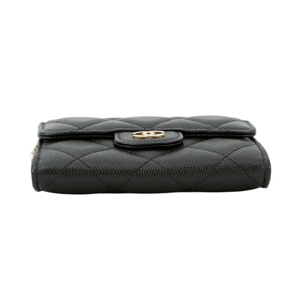 シャネル ミニチェーンウォレット カードケース マトラッセ ココマーク キャビアスキン AP0238 CHANEL 財布 黒