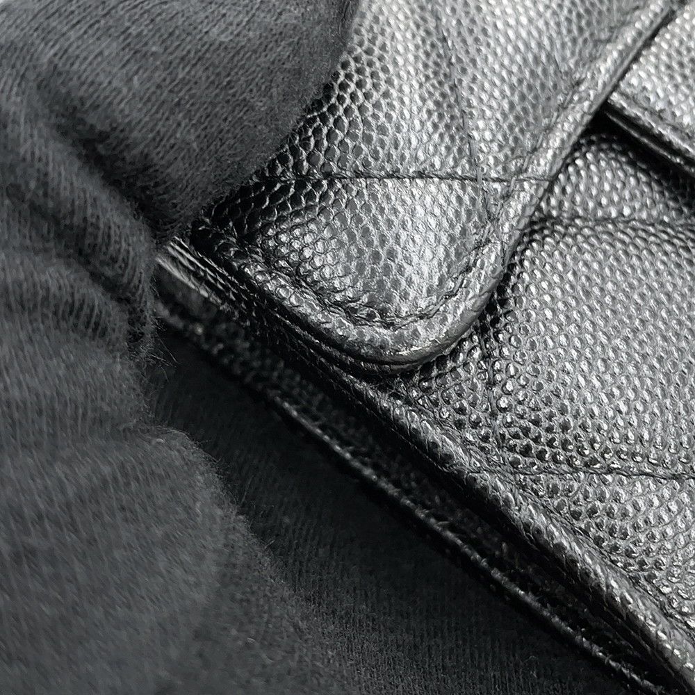 シャネル ミニチェーンウォレット カードケース マトラッセ ココマーク キャビアスキン AP0238 CHANEL 財布 黒