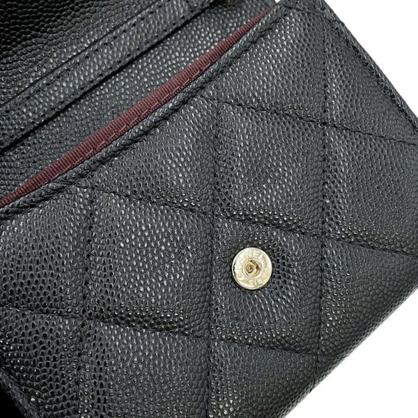 シャネル ミニチェーンウォレット カードケース マトラッセ ココマーク キャビアスキン AP0238 CHANEL 財布 黒