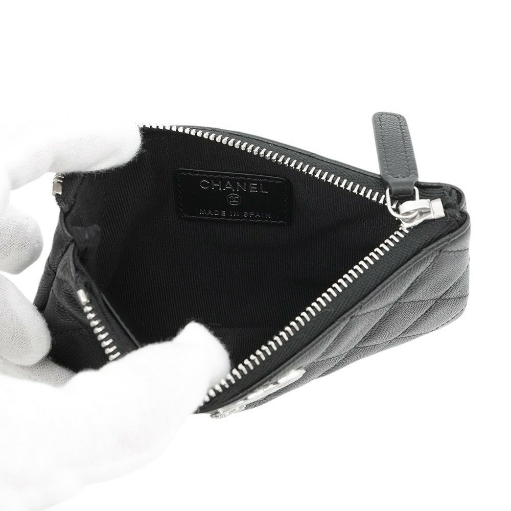 シャネル ミニポーチ マトラッセ スター ココマーク ソフトキャビアスキン AP4811 CHANEL コインケース 小銭入れ 黒