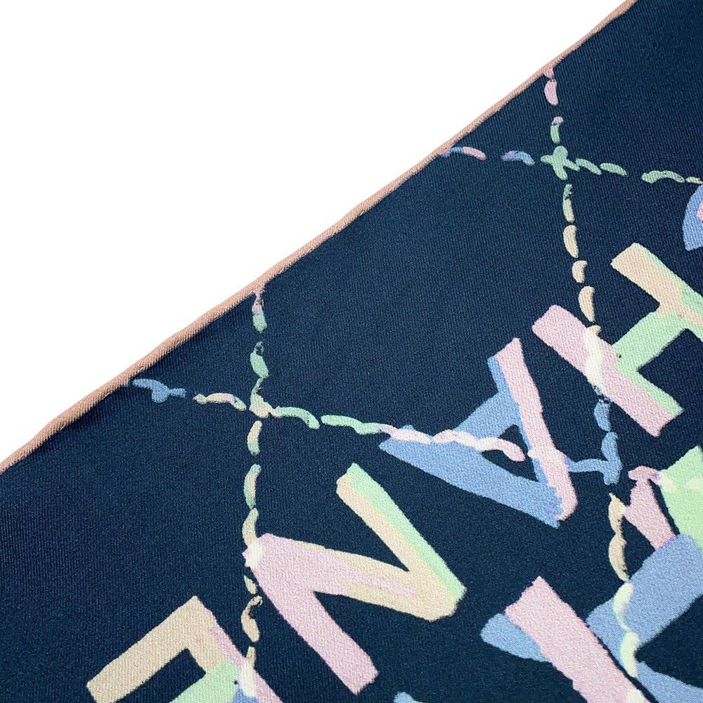 シャネル スカーフ 大判 リバーシブル ロゴ カメリア ココマーク シルク CHANEL 黒