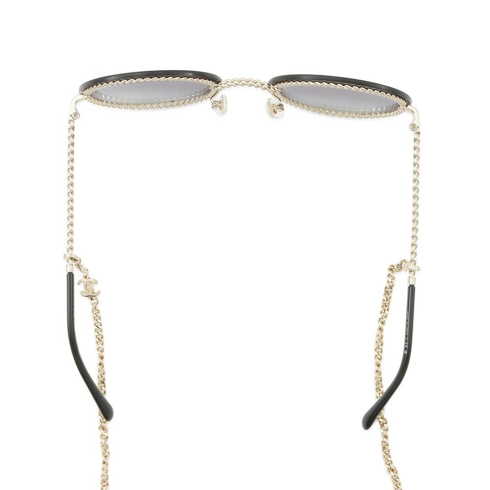シャネル サングラス ラウンド シェイプ アイウェア 4245 CHANEL チェーン 黒