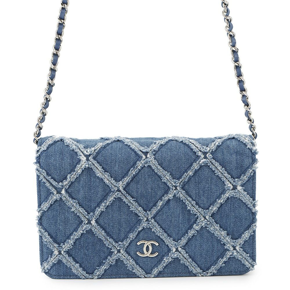 シャネル チェーンウォレット マトラッセ ココマーク デニム A33814 CHANEL 財布
