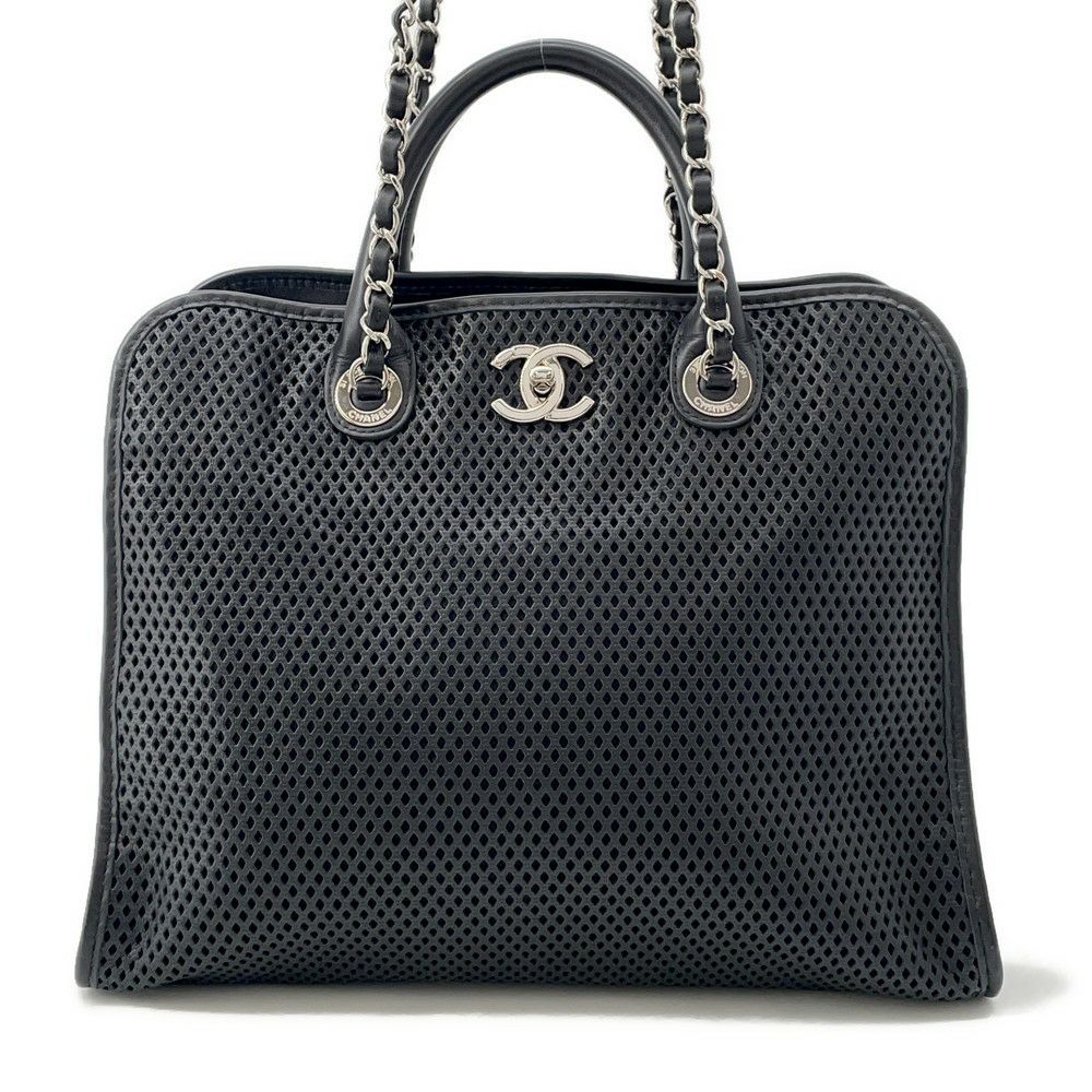 シャネル トートバッグ フレンチリビエラ A67654 2way メッシュ 黒