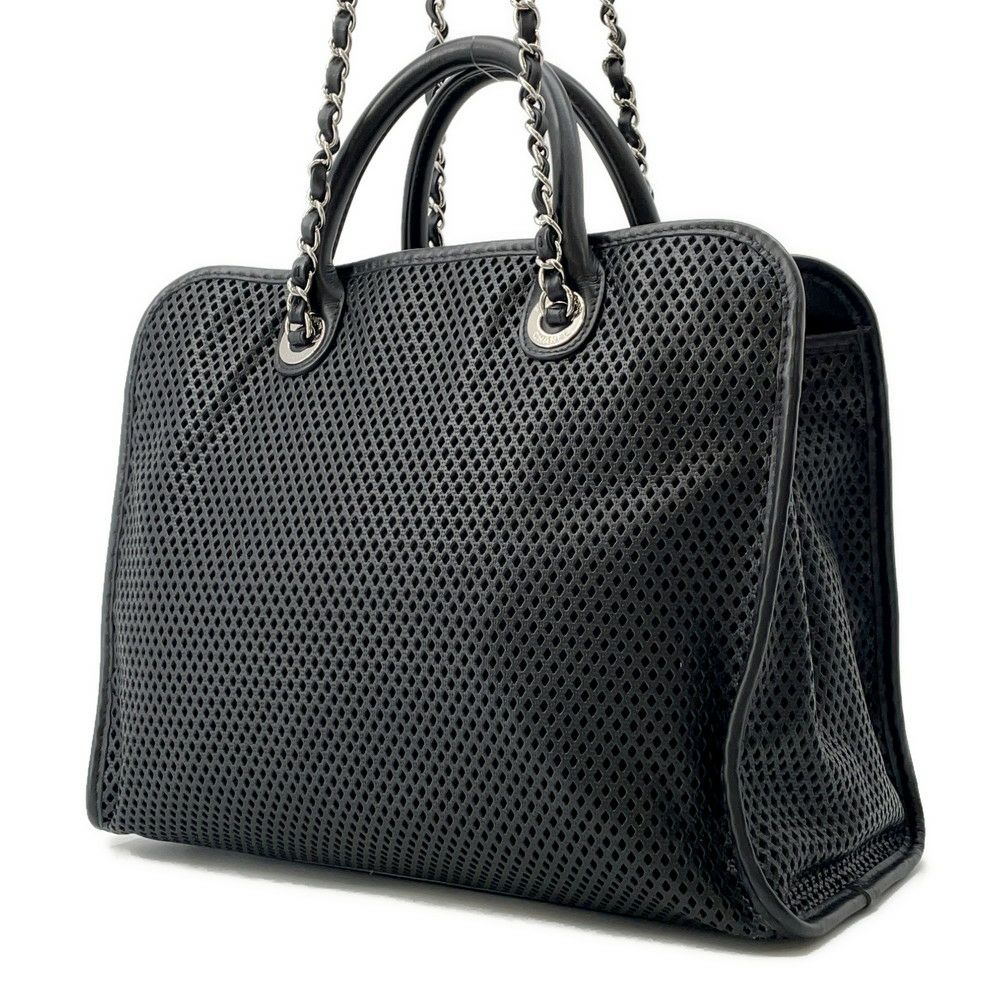 シャネル トートバッグ フレンチリビエラ A67654 2way メッシュ 黒