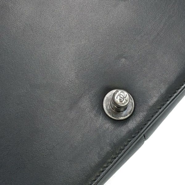 シャネル チェーンショルダーバッグ ボーイシャネル レザー ファー CHANEL 黒