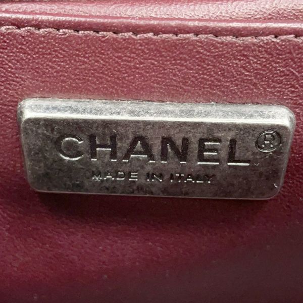 シャネル チェーンショルダーバッグ ボーイシャネル レザー ファー CHANEL 黒