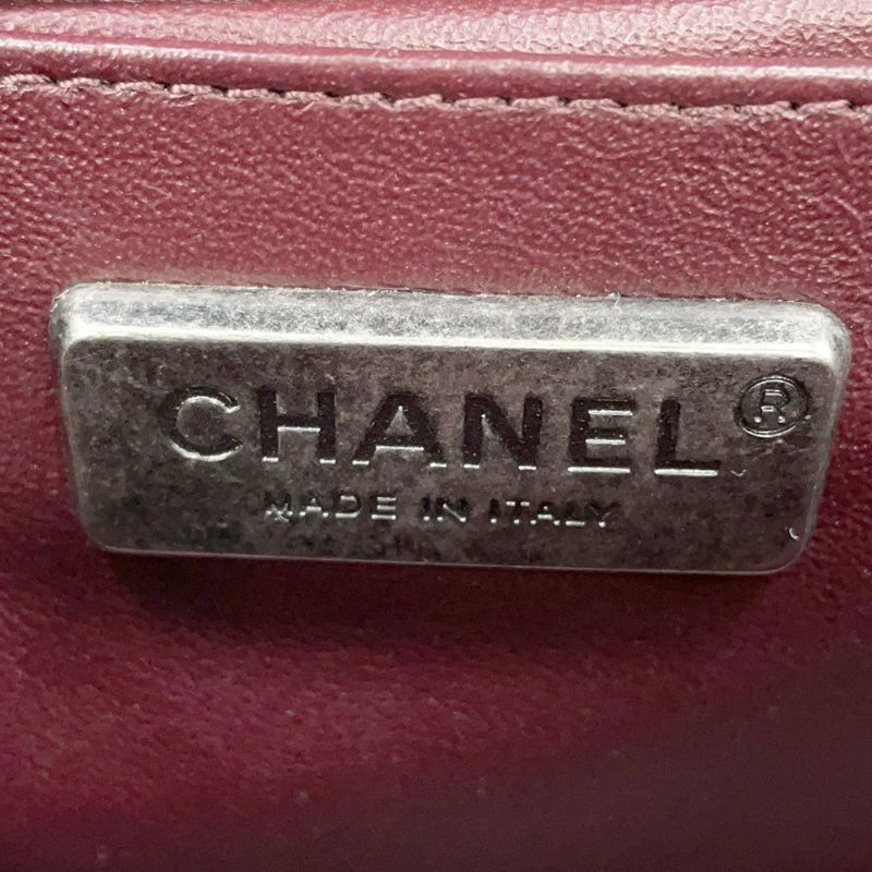 シャネル チェーンショルダーバッグ ボーイシャネル レザー ファー CHANEL 黒
