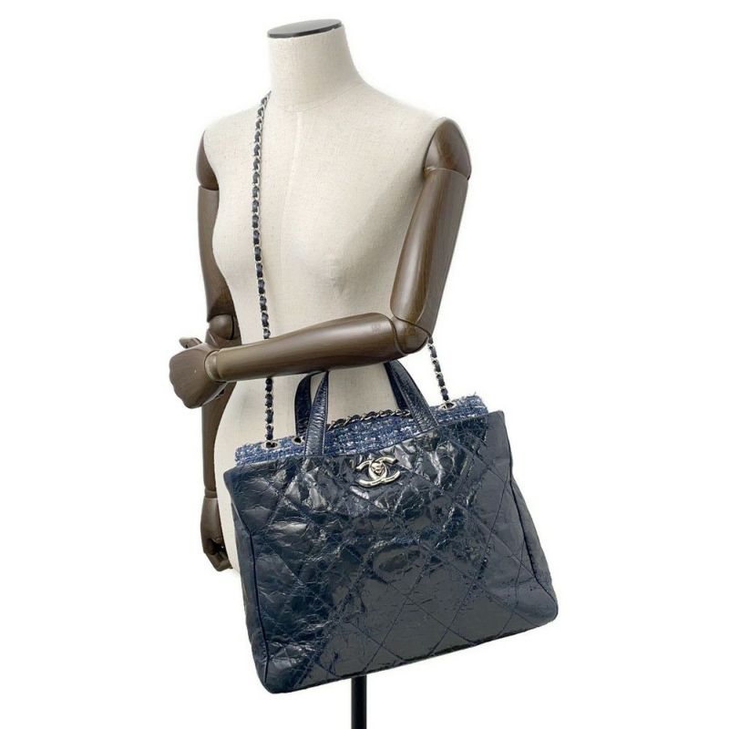 シャネル  チェーンショルダーバッグ マトラッセ ココマーク ポートベロー ツイード A46148 CHANEL 2way