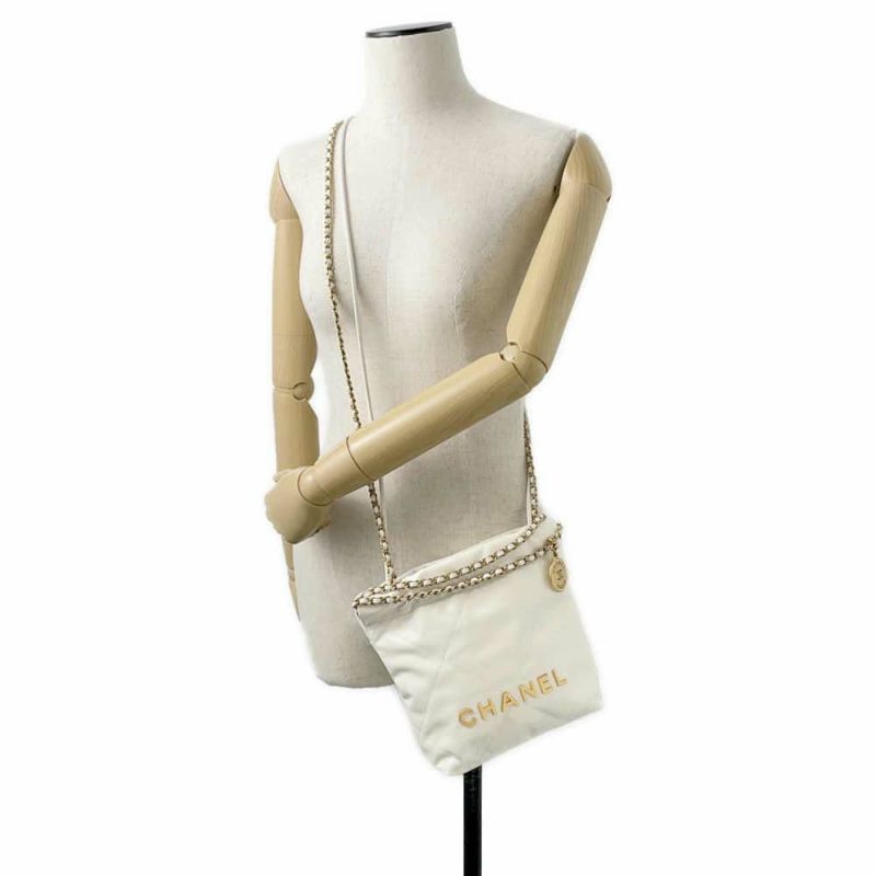 シャネル ハンドバッグ CHANEL 22 ミニ ココマーク シャイニーカーフレザー AS3980 2wayショルダーバッグ 白