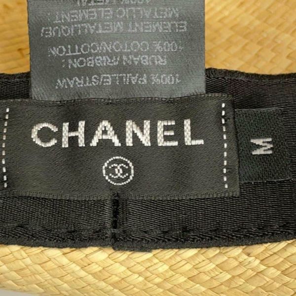 シャネル ハット ココマーク リボン ストロー サイズM CHANEL 帽子 麦わら帽子