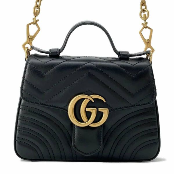 グッチ ハンドバッグ GGマーモント ミニ トップハンドルバッグ 547260 GUCCI 2WAYショルダーバッグ 黒