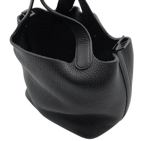 エルメス ハンドバッグ ピコタンロックPM モノクローム ブラック/ブラック金具 トリヨンクレマンス U刻印 黒