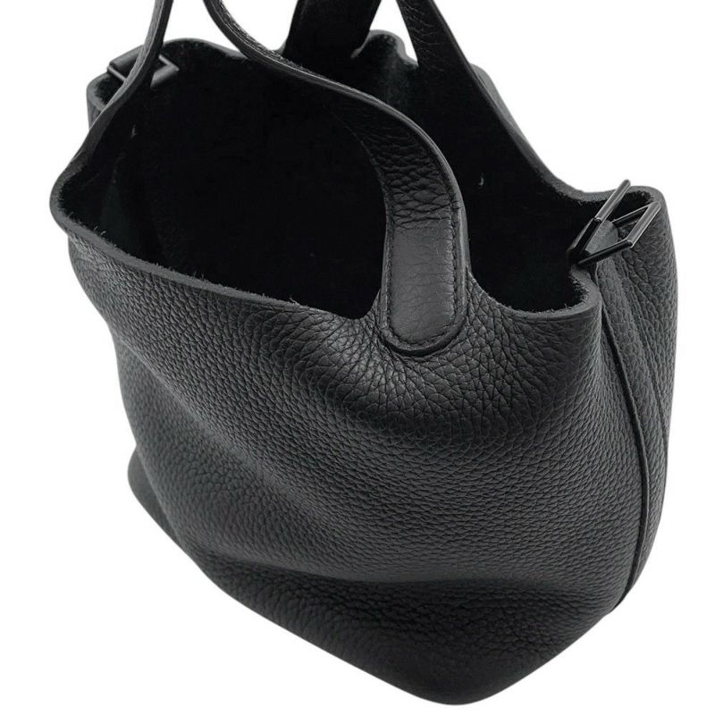 エルメス ハンドバッグ ピコタンロックPM モノクローム ブラック/ブラック金具 トリヨンクレマンス U刻印 黒