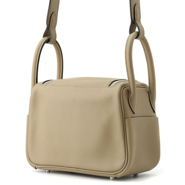 エルメス ハンドバッグ リンディ ミニ プシエール/エレクトラム金具 スイフト K刻印 2wayショルダー