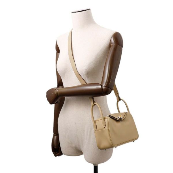 エルメス ハンドバッグ リンディ ミニ プシエール/エレクトラム金具 スイフト K刻印 2wayショルダー