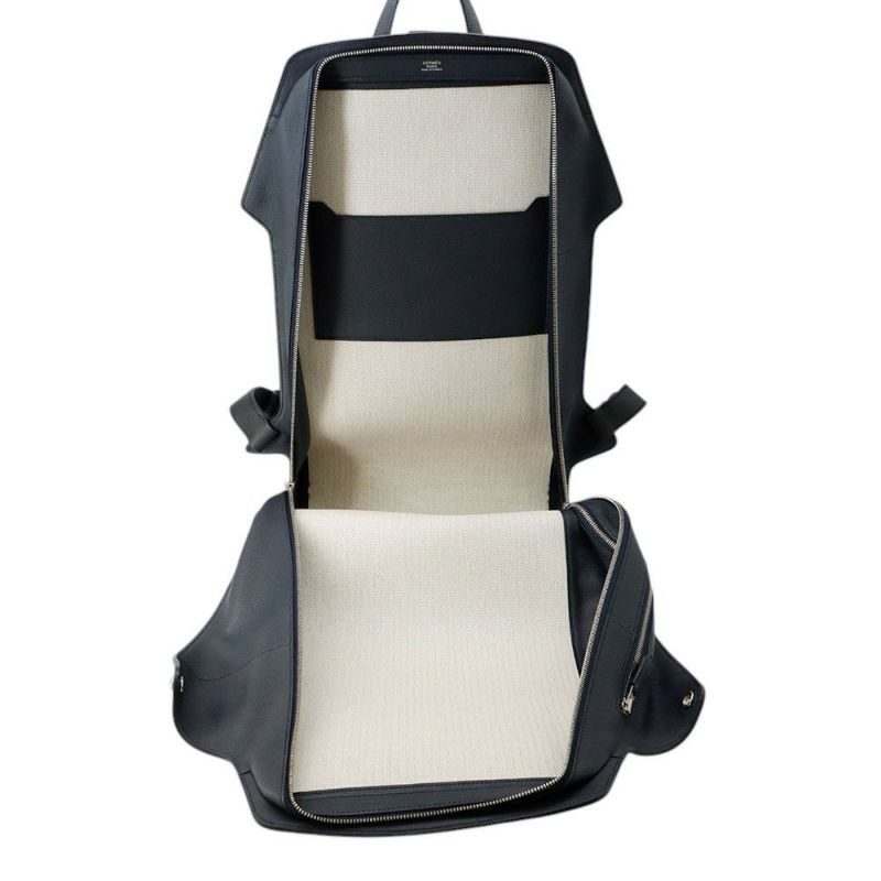 エルメス リュック シティバック30 ヴェルソ ブラック/ブルーニュイ/シルバー金具 エプソン A刻印 HERMES バッグ メンズ 黒