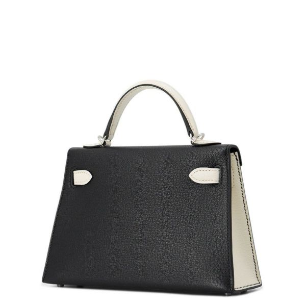 エルメス ミニケリー2 外縫い ブラック/ナタ/シルバー金具 シェブルミゾル W刻印 2wayショルダー 黒 SPO