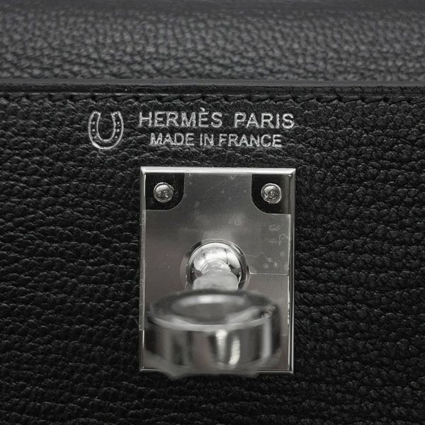 エルメス ミニケリー2 外縫い ブラック/ナタ/シルバー金具 シェブルミゾル W刻印 2wayショルダー 黒 SPO