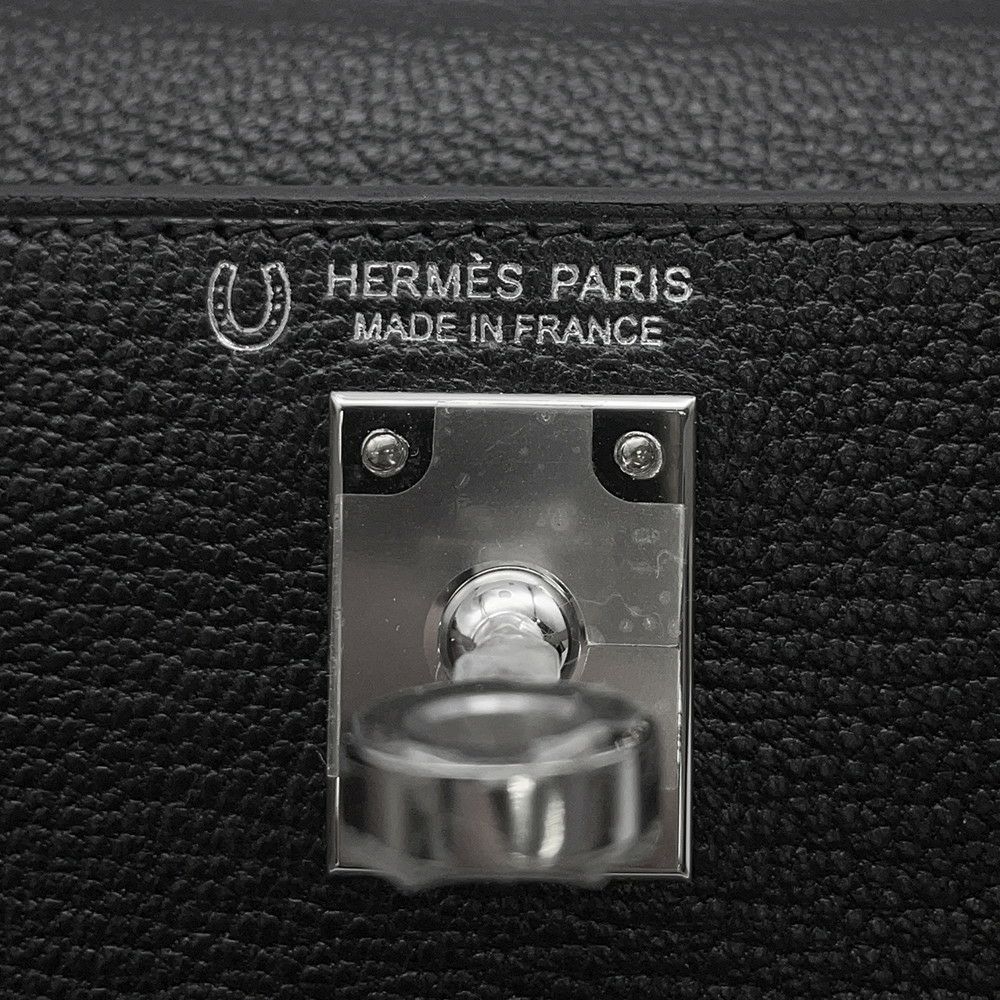 エルメス ミニケリー2 外縫い ブラック/ナタ/シルバー金具 シェブルミゾル W刻印 2wayショルダー 黒 SPO