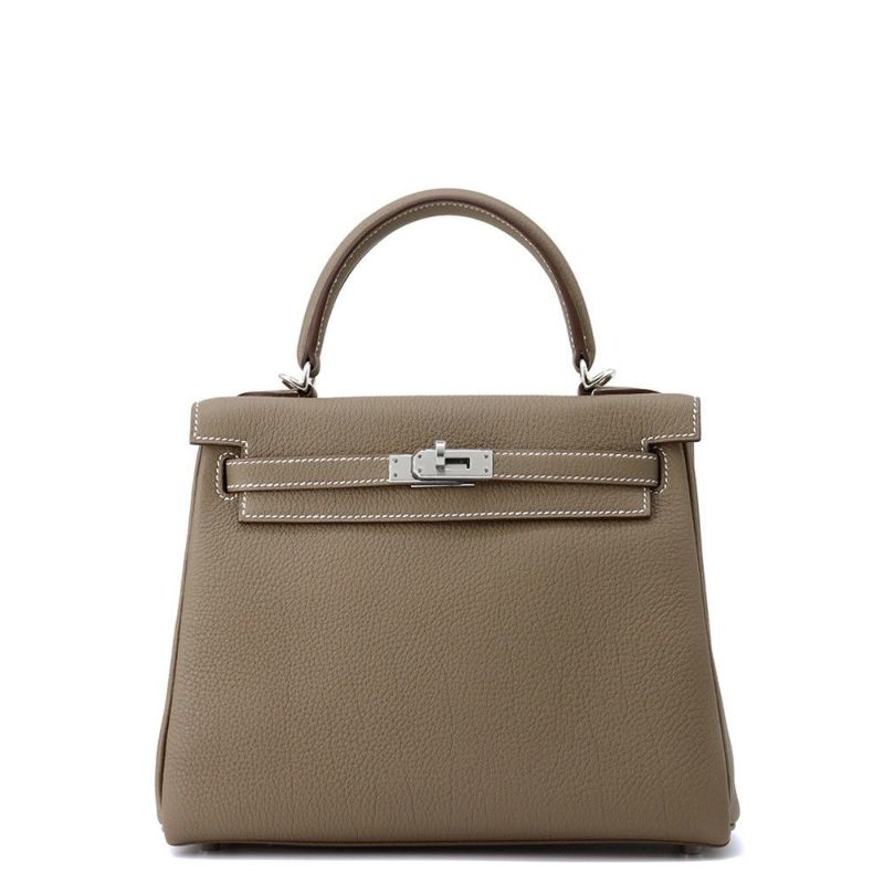 エルメス ハンドバッグ ケリー25 内縫い エトゥープ/シルバー金具 トゴ K刻印 2wayショルダー