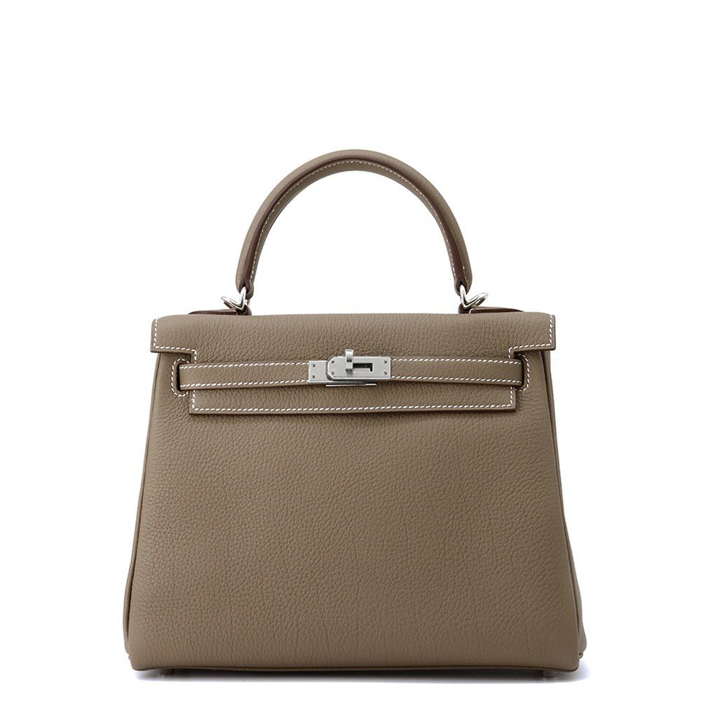 エルメス ハンドバッグ ケリー25 内縫い エトゥープ/シルバー金具 トゴ K刻印 2wayショルダー