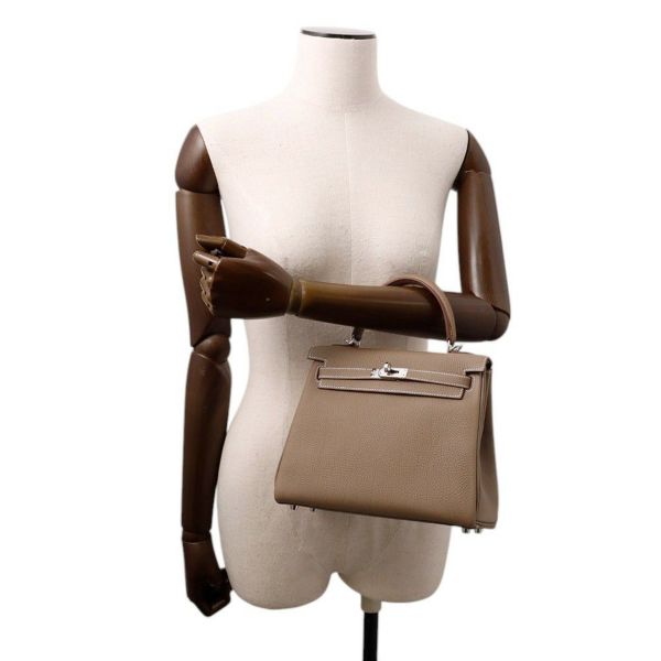 エルメス ハンドバッグ ケリー25 内縫い エトゥープ/シルバー金具 トゴ K刻印 2wayショルダー