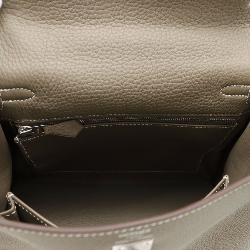 エルメス ハンドバッグ ケリー25 内縫い エトゥープ/シルバー金具 トゴ K刻印 2wayショルダー