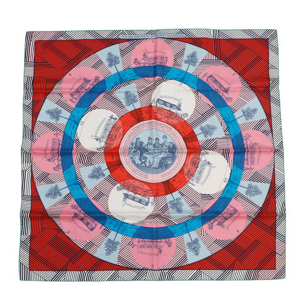 エルメス スカーフ カレ90 オムニバスと白い貴婦人のゲーム  Jeu des omnibus et damesBlanches  HERMES シルク 2024春夏