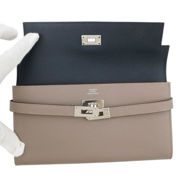 エルメス 長財布 ケリーウォレット ロング ヴェルソ グリアスファルト/ブルーインディゴ/シルバー金具 エプソン A刻印