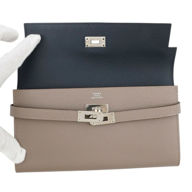 エルメス 長財布 ケリーウォレット ロング ヴェルソ グリアスファルト/ブルーインディゴ/シルバー金具 エプソン A刻印