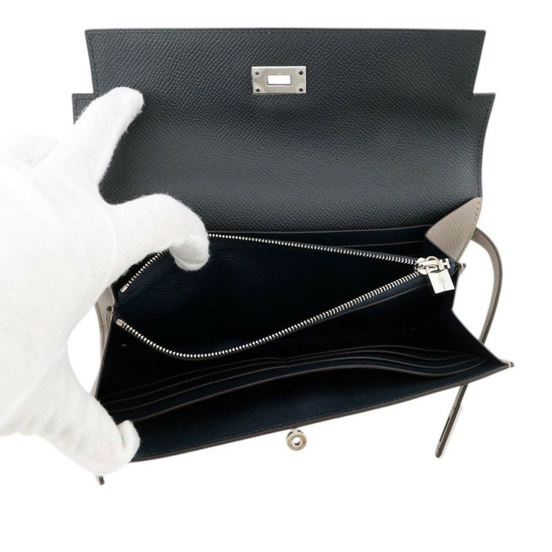 エルメス 長財布 ケリーウォレット ロング ヴェルソ グリアスファルト/ブルーインディゴ/シルバー金具 エプソン A刻印