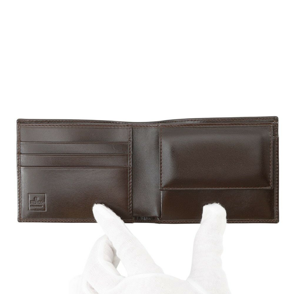 フェンディ 二つ折り財布 ズッカ柄 キャンバス レザー FENDI