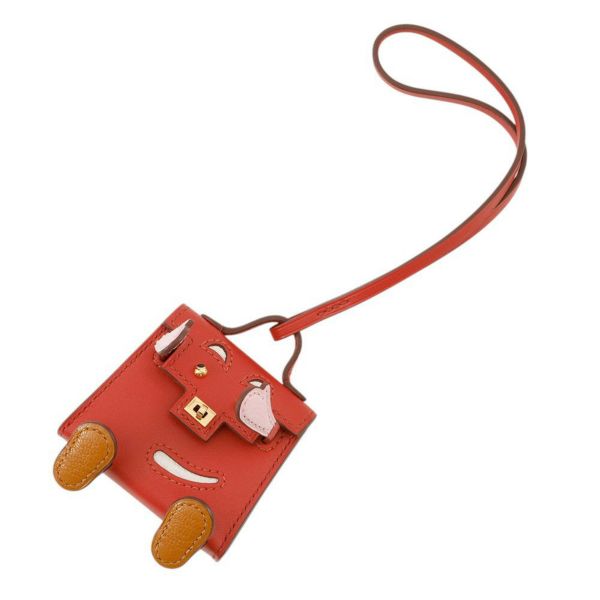 エルメス チャーム ビジュードサック ケリードール サンギーヌ/ナタ/ローズサクラ/キャラメル/ゴールド金具 タデラクト/シェブルミゾル Z刻印