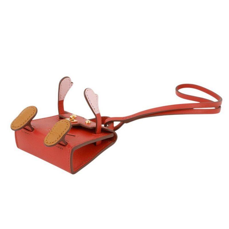 エルメス チャーム ビジュードサック ケリードール サンギーヌ/ナタ/ローズサクラ/キャラメル/ゴールド金具 タデラクト/シェブルミゾル Z刻印