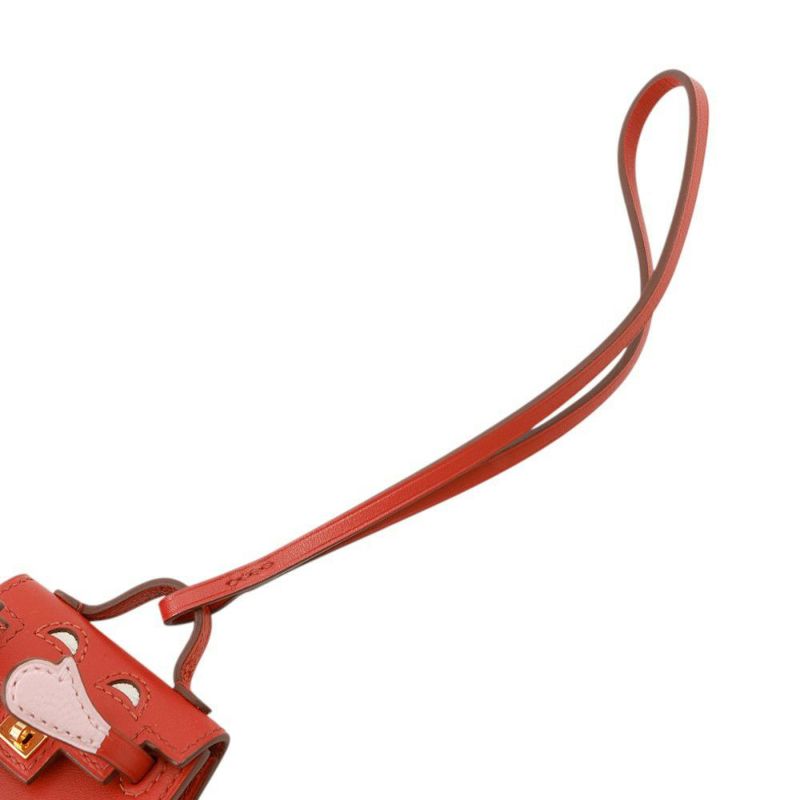 エルメス チャーム ビジュードサック ケリードール サンギーヌ/ナタ/ローズサクラ/キャラメル/ゴールド金具 タデラクト/シェブルミゾル Z刻印