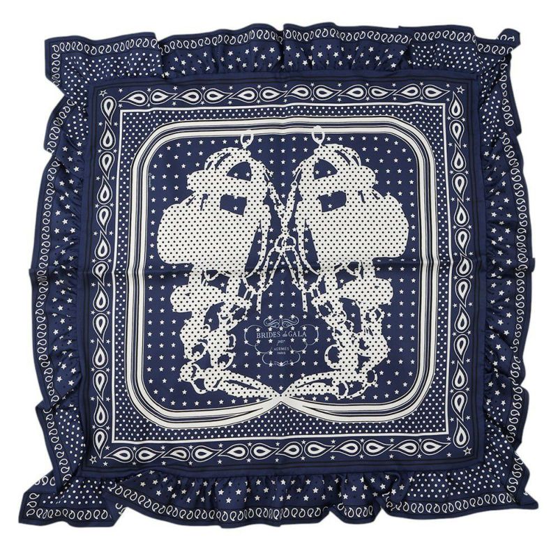 エルメス スカーフ カレ70 バンダナ フリル ブリッド・ドゥ・ガラ・ドット シルク 2024春夏