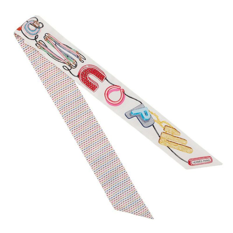 エルメス スカーフ ツイリー シュヴァロスコープ ネオン ポワンティエ 刺繍 シルク HERMES 2023春夏